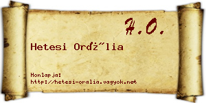 Hetesi Orália névjegykártya